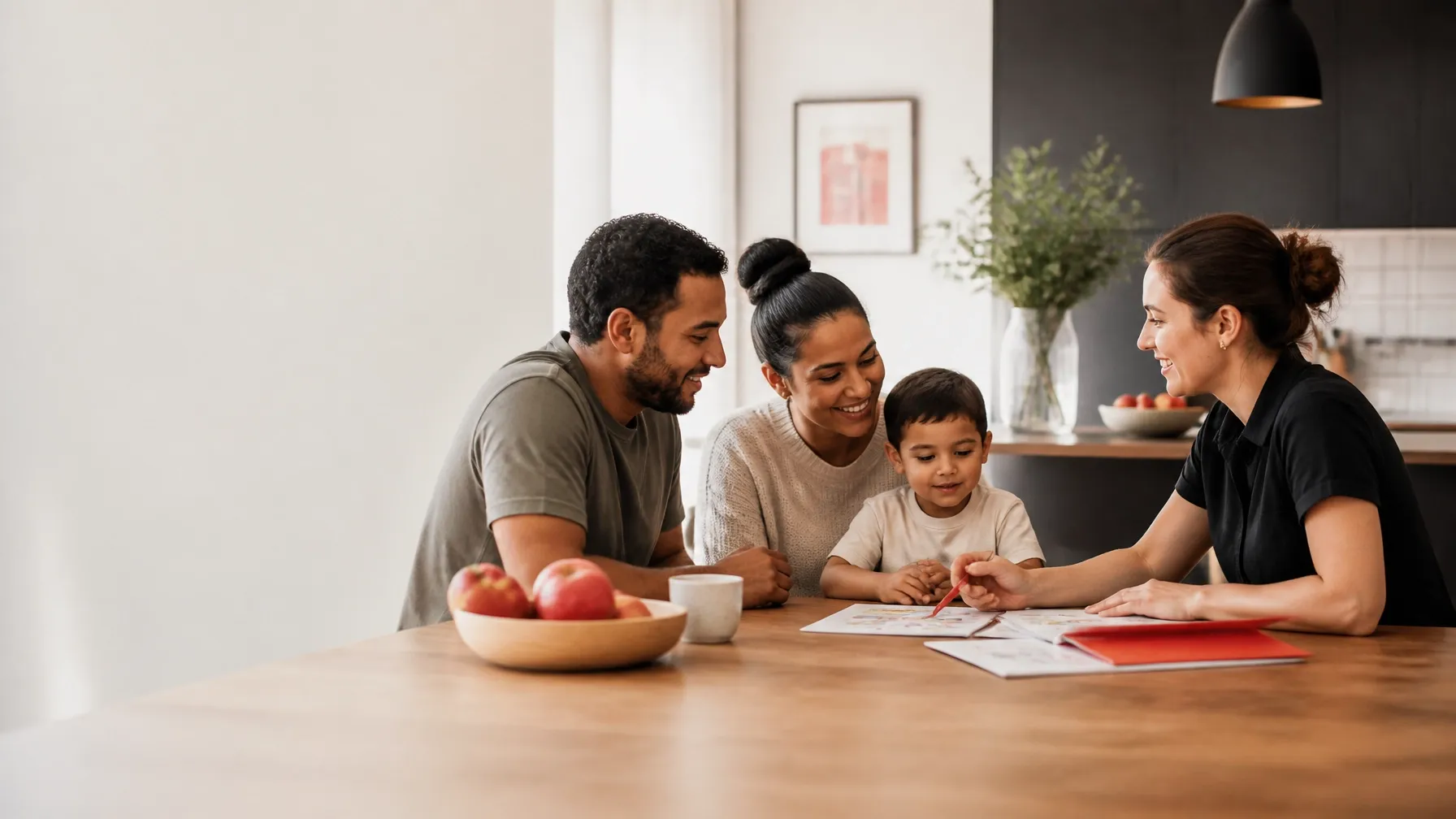 An Allied Health Assistant working with a child and family at home